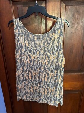 Magellan Outdoors Gray and Peach Patterned Scoop Neck Tank